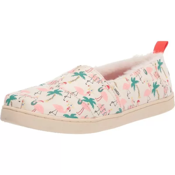 TOMS Girls Alpargata Loafer FlatNatural Holiday Flamingos