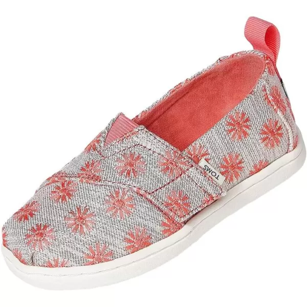 TOMS Girls Alpargata Tiny SlipOn  ToddlerCoral Twill Glimmer