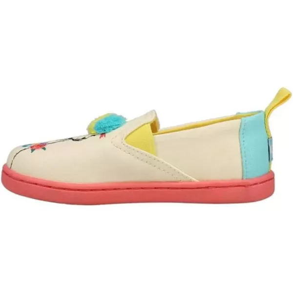 TOMS Girls Alpargata Tiny SlipOn  ToddlerIvory Floral Llamas Prin