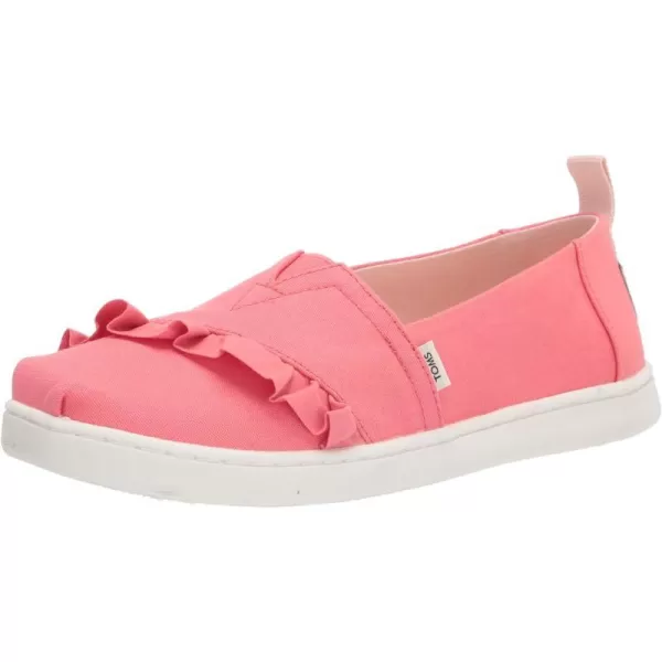 TOMS Girls Alpargata Tiny SlipOn  ToddlerPeach CanvasRuffle