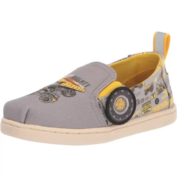 TOMS Girls Alpargata Tiny SlipOn  ToddlerUltimate Grey Tonka Construction Print