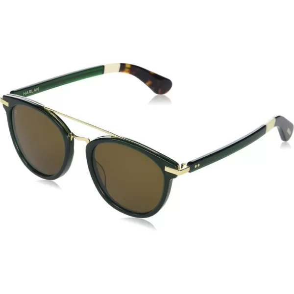 TOMS Harlan Round SunglassesSea MossShiny GoldSolid Brown