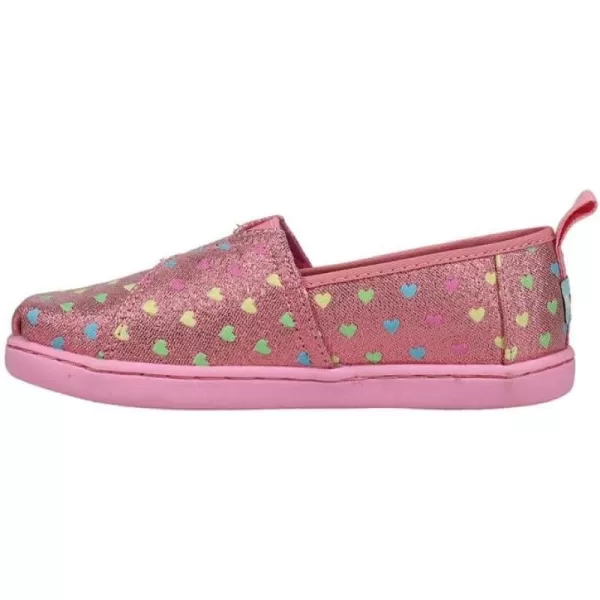 TOMS Kids Girls Alpargata Glitter Slip On Flats Casual  PinkPink Heart Multi