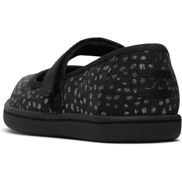 TOMS Silver Iridescent Glimmer Tiny Mary Jane Flat 10011521Black Foil Dot Microfiber