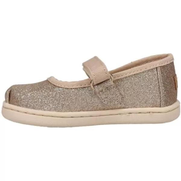 TOMS Silver Iridescent Glimmer Tiny Mary Jane Flat 10011521Champagne Iridescent Glimmer