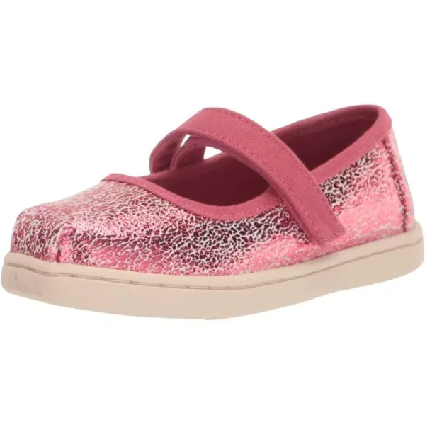 TOMS Silver Iridescent Glimmer Tiny Mary Jane Flat 10011521Dark Rose