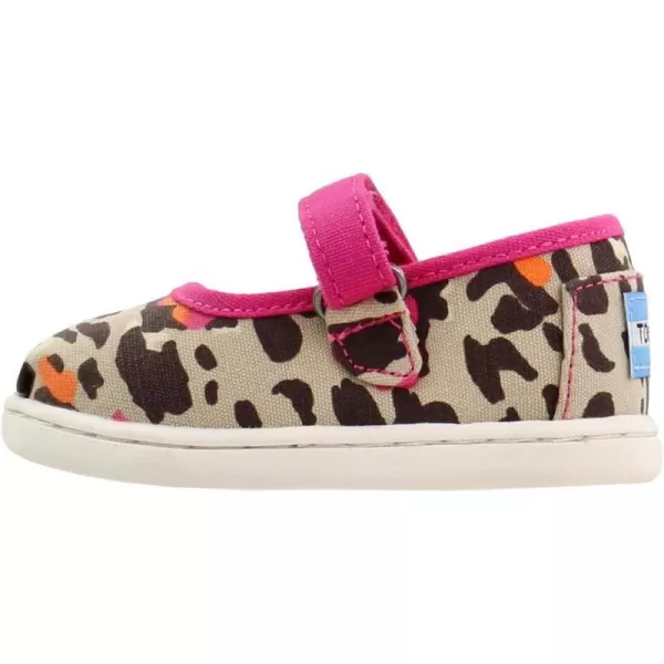TOMS Silver Iridescent Glimmer Tiny Mary Jane Flat 10011521Fuchsia Floral Leopard