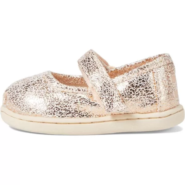 TOMS Silver Iridescent Glimmer Tiny Mary Jane Flat 10011521Gold Crackle Foil