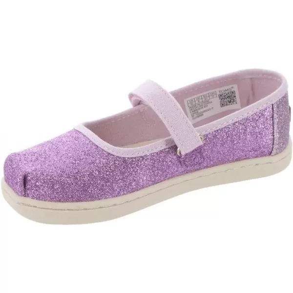 TOMS Silver Iridescent Glimmer Tiny Mary Jane Flat 10011521Lilac Mauve Glimmer