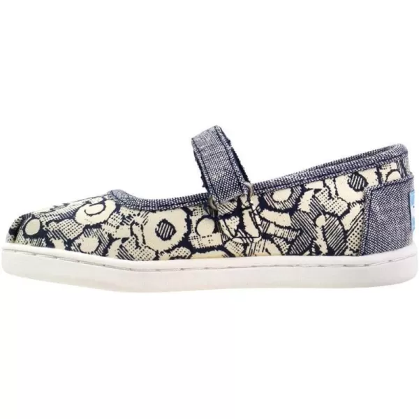 TOMS Silver Iridescent Glimmer Tiny Mary Jane Flat 10011521Navy