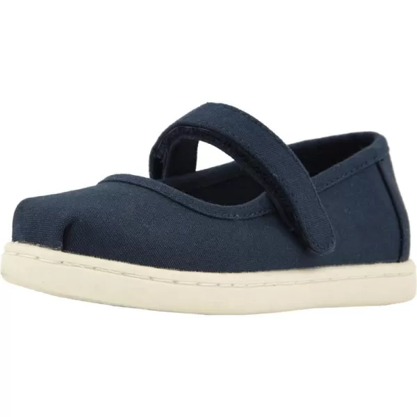 TOMS Silver Iridescent Glimmer Tiny Mary Jane Flat 10011521Navy Canvas