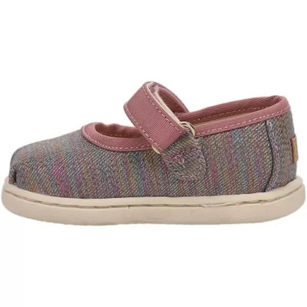 TOMS Silver Iridescent Glimmer Tiny Mary Jane Flat 10011521Raspberry Multi