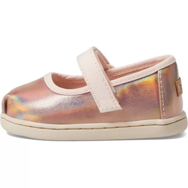 TOMS Silver Iridescent Glimmer Tiny Mary Jane Flat 10011521Rose Gold Metallic