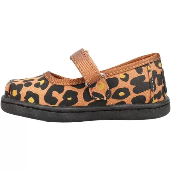 TOMS Silver Iridescent Glimmer Tiny Mary Jane Flat 10011521Toffee Cheepard Print