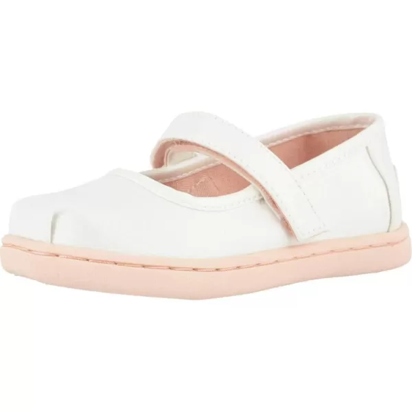 TOMS Silver Iridescent Glimmer Tiny Mary Jane Flat 10011521White