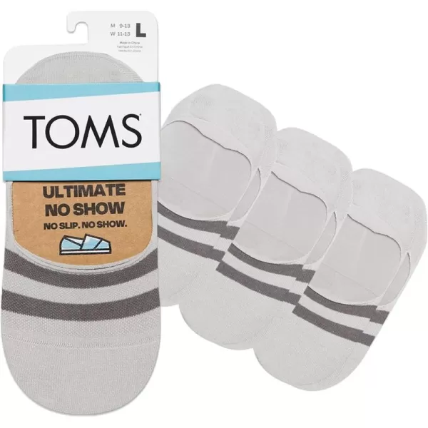 TOMS Ultimate No Show Socks NonSlip Low Cut Invisible Single PairGray 3 Pack