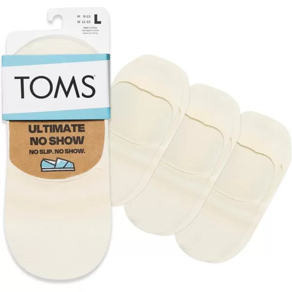 TOMS Ultimate No Show Socks NonSlip Low Cut Invisible Single PairOffwhite 3 Pack