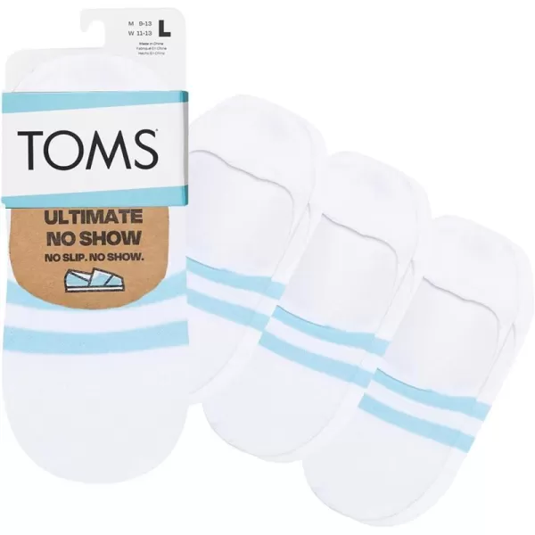 TOMS Ultimate No Show Socks NonSlip Low Cut Invisible Single PairWhite 3 Pack