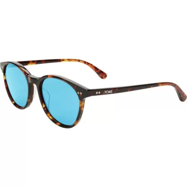 TOMS Womens Bellini Round SunglassesWhiskey TortoiseZeiss Deep Blue Mirror Polarized