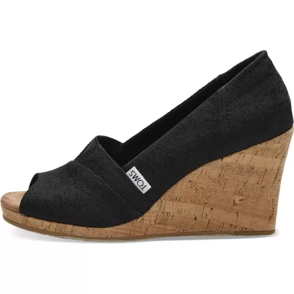 TOMS Womens Classic Espadrille Wedge SandalBlack Scattered Woven