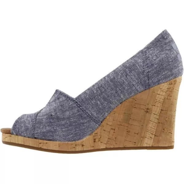 TOMS Womens Classic Espadrille Wedge SandalNavy Slub Chambray