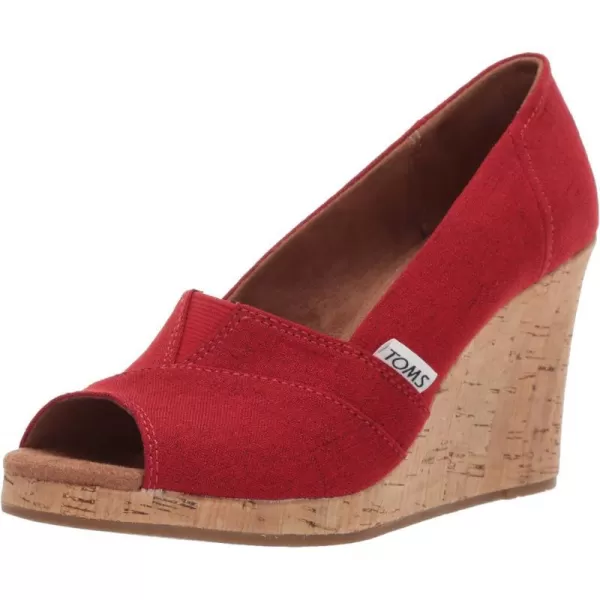 TOMS Womens Classic Espadrille Wedge SandalRed Crosshatch Jacquard