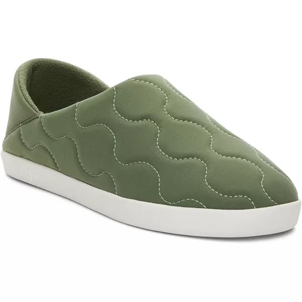 TOMS Mens Ezra Faux Fur Scuff Casual Slippers Casual  GreyBronze Green Quilted Cotton Ripstop