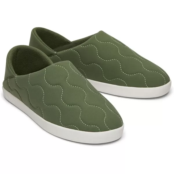 TOMS Mens Ezra Faux Fur Scuff Casual Slippers Casual  GreyBronze Green Quilted Cotton Ripstop
