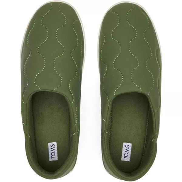 TOMS Mens Ezra Faux Fur Scuff Casual Slippers Casual  GreyBronze Green Quilted Cotton Ripstop
