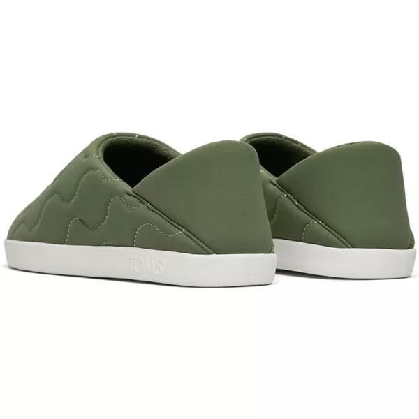 TOMS Mens Ezra Faux Fur Scuff Casual Slippers Casual  GreyBronze Green Quilted Cotton Ripstop
