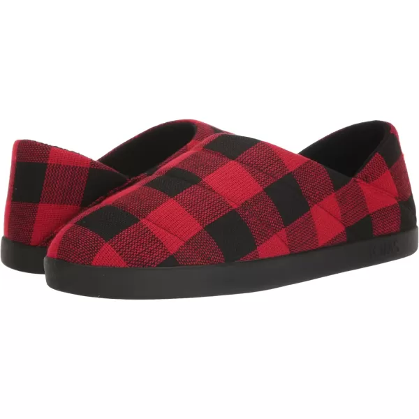 TOMS Mens Ezra Faux Fur Scuff Casual Slippers Casual  GreyRed Buffalo PlaidFleece