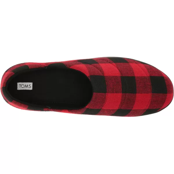 TOMS Mens Ezra Faux Fur Scuff Casual Slippers Casual  GreyRed Buffalo PlaidFleece