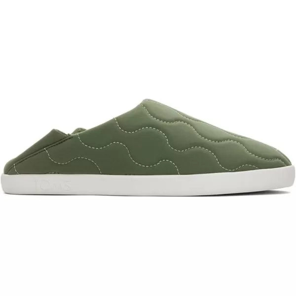 TOMS Mens Ezra Faux Fur Scuff Casual Slippers Casual  GreyBronze Green Quilted Cotton Ripstop