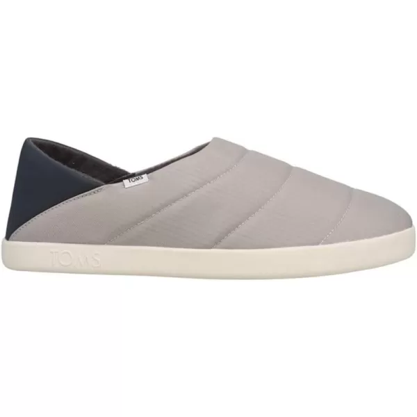 TOMS Mens Ezra Faux Fur Scuff Casual Slippers Casual  GreyDrizzle Grey Quilted Ripstop