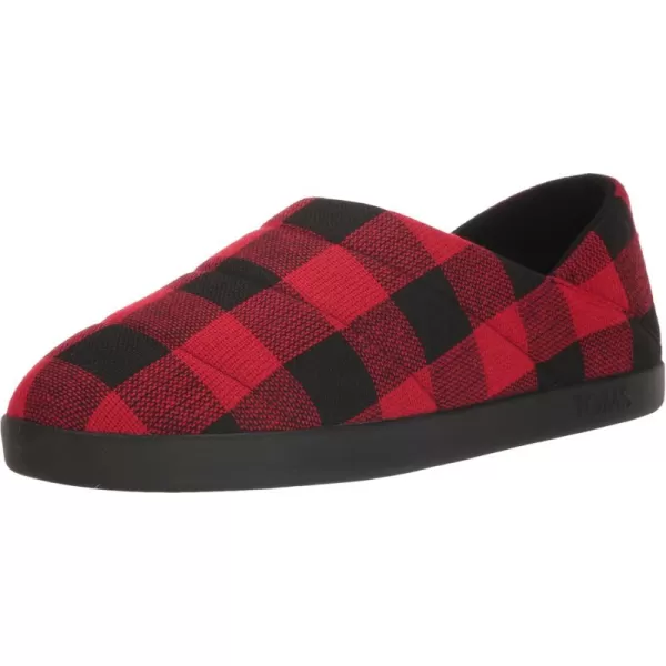 TOMS Mens Ezra Faux Fur Scuff Casual Slippers Casual  GreyRed Buffalo PlaidFleece