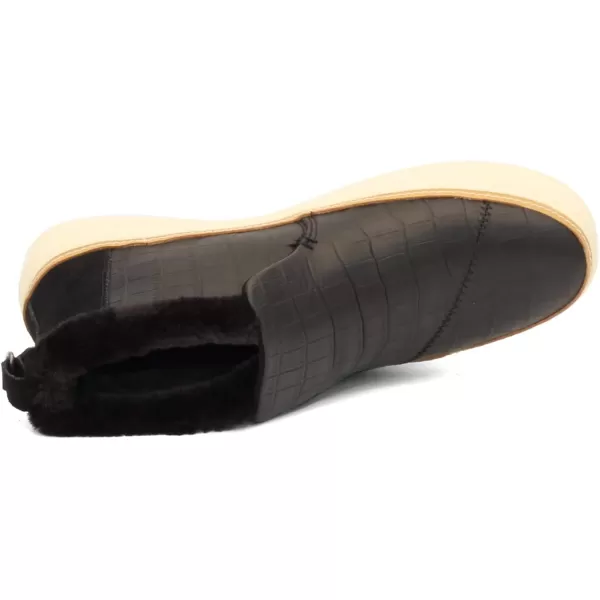 imageTOMS Womens Paxton SneakerBlack Croc Emboss LeatherFaux Fur