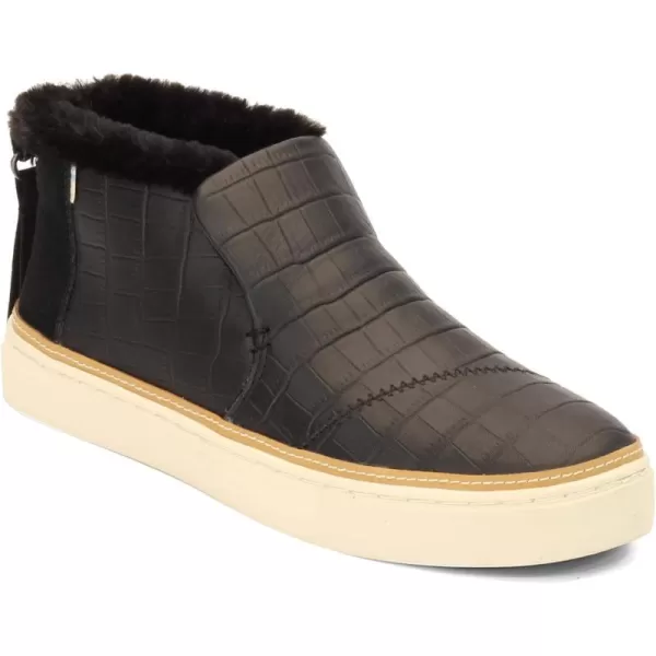 imageTOMS Womens Paxton SneakerBlack Croc Emboss LeatherFaux Fur