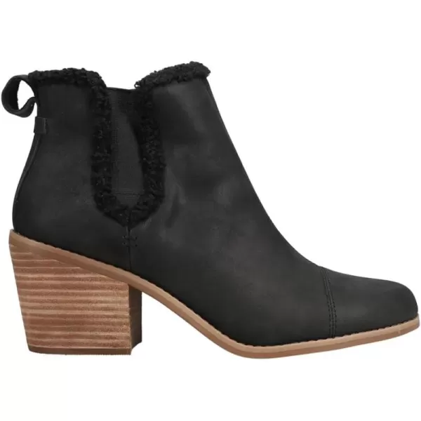 imageTOMS Womens Everly Pull On Ankle BootsBlack LeatherFaux Shearling