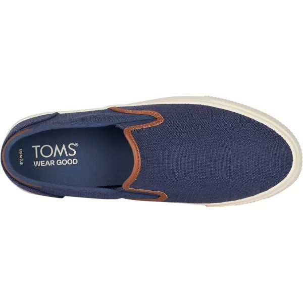 imageTOMS Mens Baja Slip On Sneakers Shoes Casual  BlackCadet Blue Heritage Canvas Synthetic Nubuck Trim