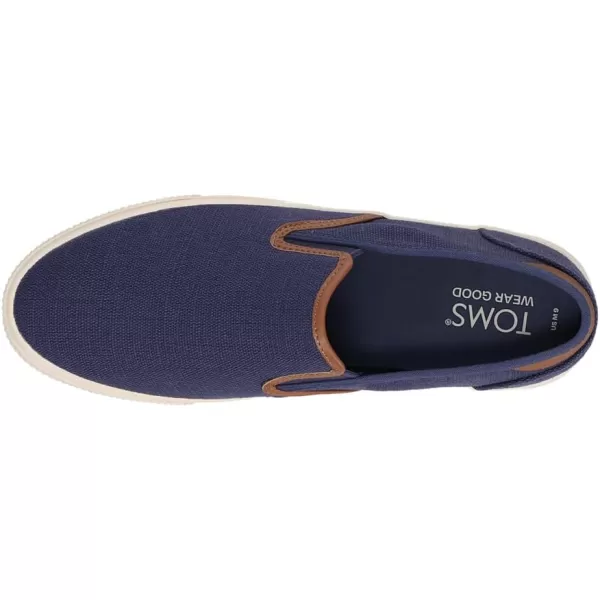 imageTOMS Mens Baja Slip On Sneakers Shoes Casual  BlackCadet Blue Heritage Canvas Synthetic Nubuck Trim