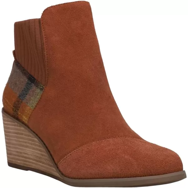 imageTOMS Womens Sadie LeopardCheetah Round Toe Bootie Casual Boots Ankle Mid Heel 23quot  BrownDark Ember SuedePlaid