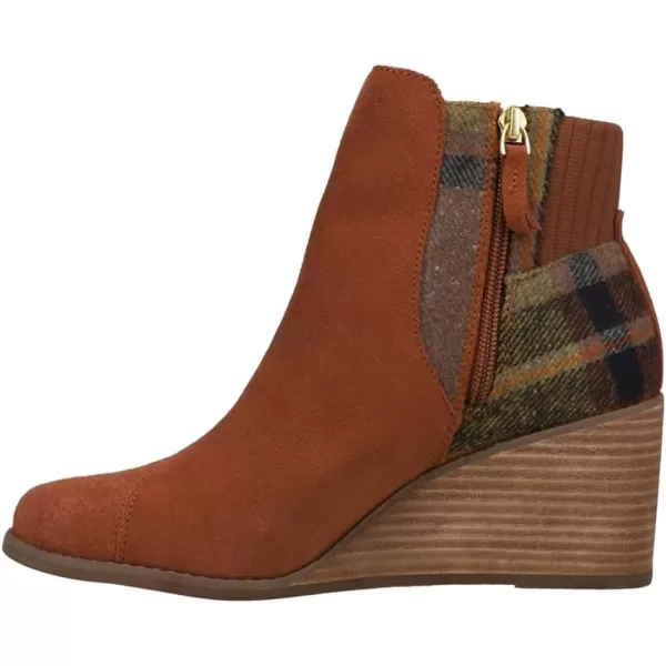 imageTOMS Womens Sadie LeopardCheetah Round Toe Bootie Casual Boots Ankle Mid Heel 23quot  BrownDark Ember SuedePlaid