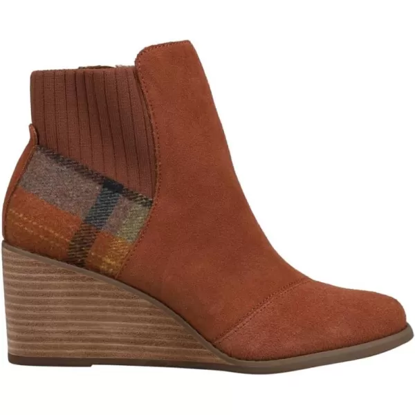 imageTOMS Womens Sadie LeopardCheetah Round Toe Bootie Casual Boots Ankle Mid Heel 23quot  BrownDark Ember SuedePlaid