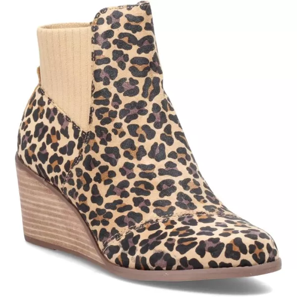 imageTOMS Womens Sadie LeopardCheetah Round Toe Bootie Casual Boots Ankle Mid Heel 23quot  BrownTan Classic Leopard Printed Suede