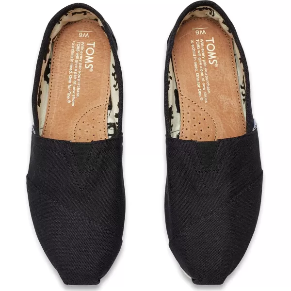imageTOMS Womens Alpargata Slip On Flats Casual  BlueClassic Black Canvas