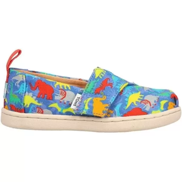 imageTOMS UnisexChild Alpargata Ruffle Slip on Flats Little Big Kid SneakerCobalt Blue Dino