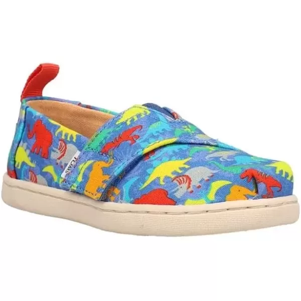 imageTOMS UnisexChild Alpargata Ruffle Slip on Flats Little Big Kid SneakerCobalt Blue Dino