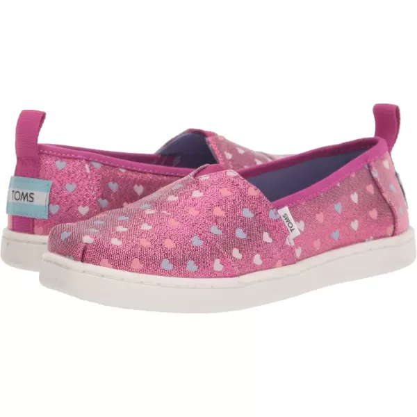 imageTOMS UnisexChild Alpargata Ruffle Slip on Flats Little Big Kid SneakerDark Fuchsia Glimmer Hearts