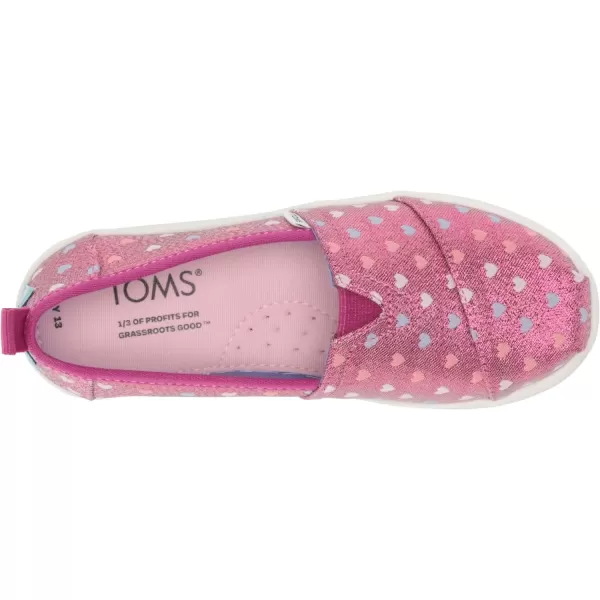 imageTOMS UnisexChild Alpargata Ruffle Slip on Flats Little Big Kid SneakerDark Fuchsia Glimmer Hearts