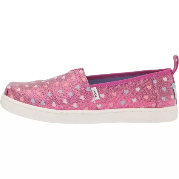 imageTOMS UnisexChild Alpargata Ruffle Slip on Flats Little Big Kid SneakerDark Fuchsia Glimmer Hearts
